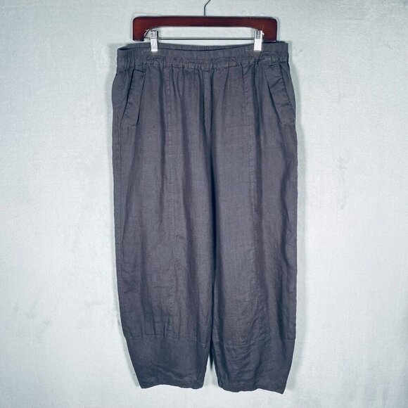 IXIMO Linen Pants Womens XL Taupe Gray Pull On Haram Pockets - Picture 1 of 14